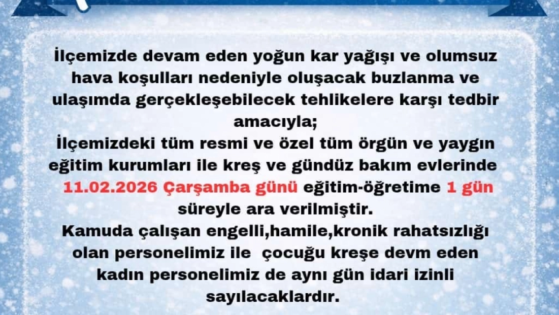 Karlıova'da eğitime 1 gün ara