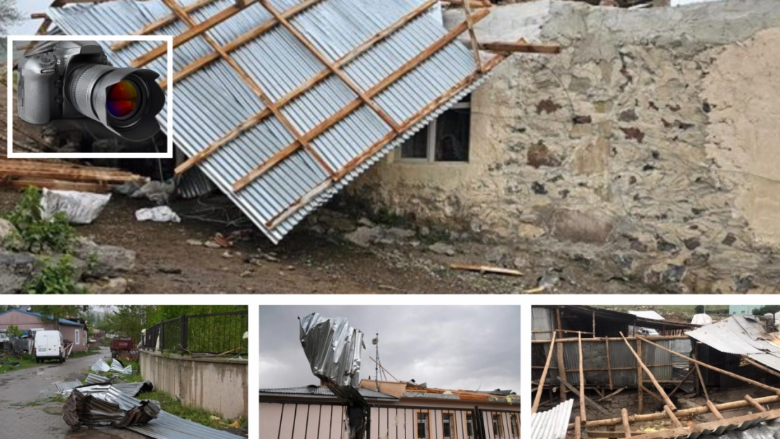 Erzurum'da hortum çatıları uçurdu