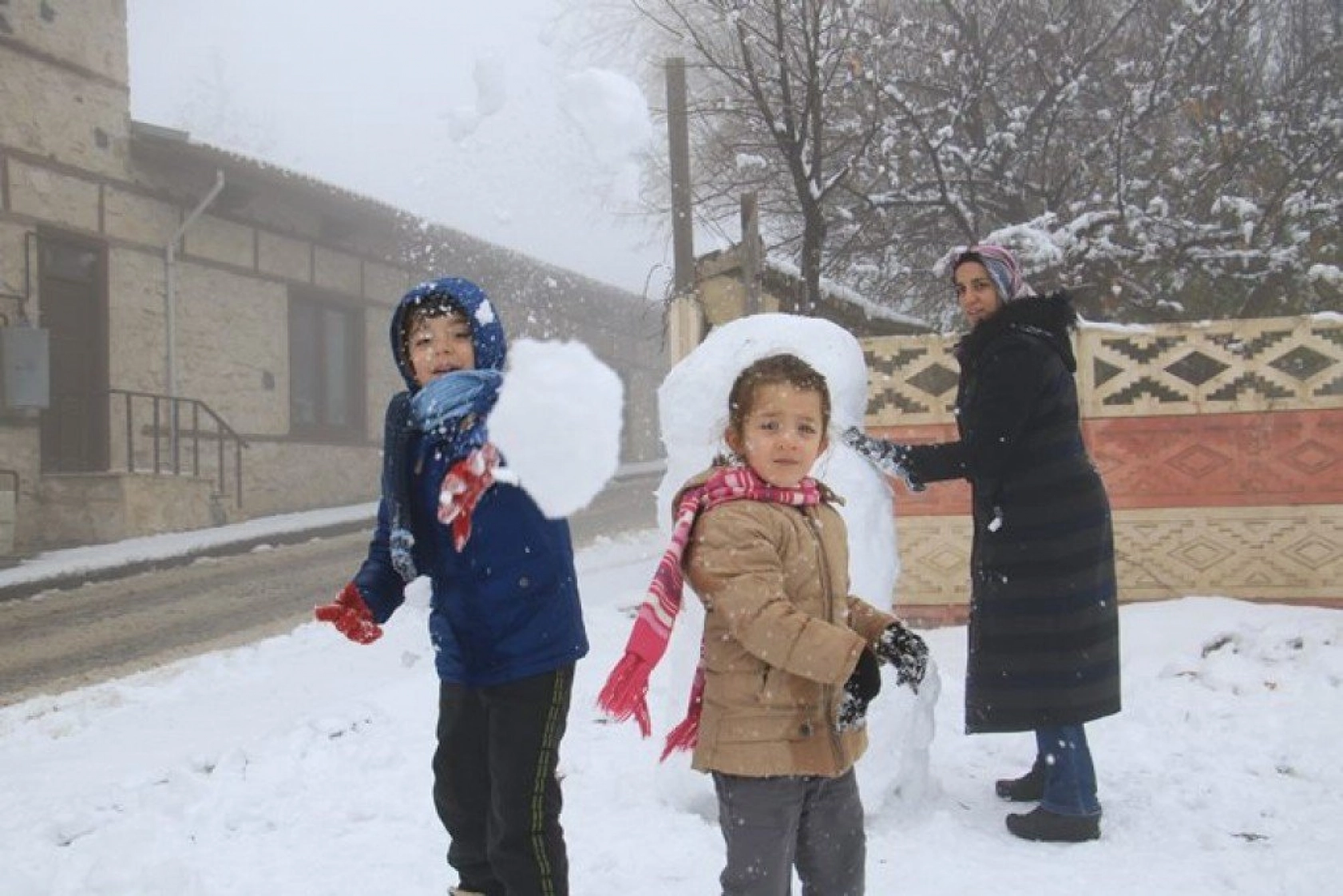 Elazığ'da kar ve sis altındaki tarihin eşsiz manzarası