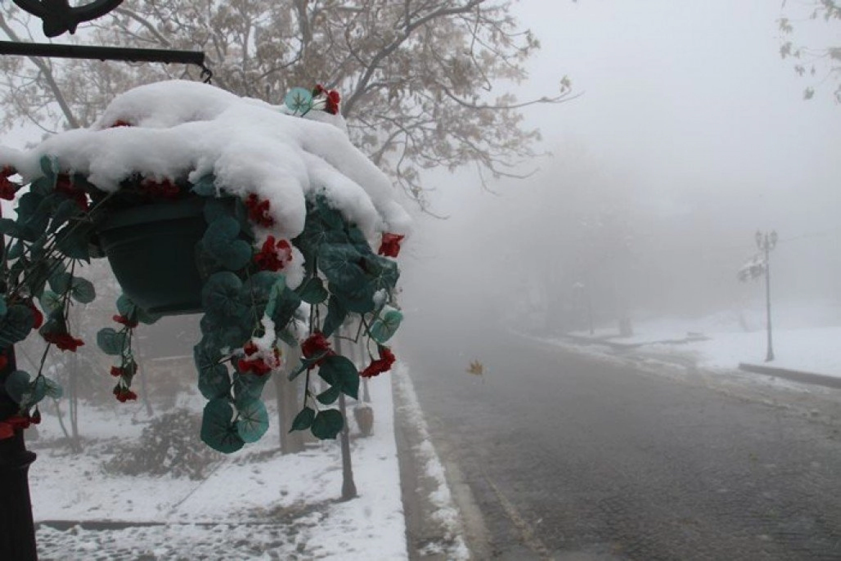 Elazığ'da kar ve sis altındaki tarihin eşsiz manzarası