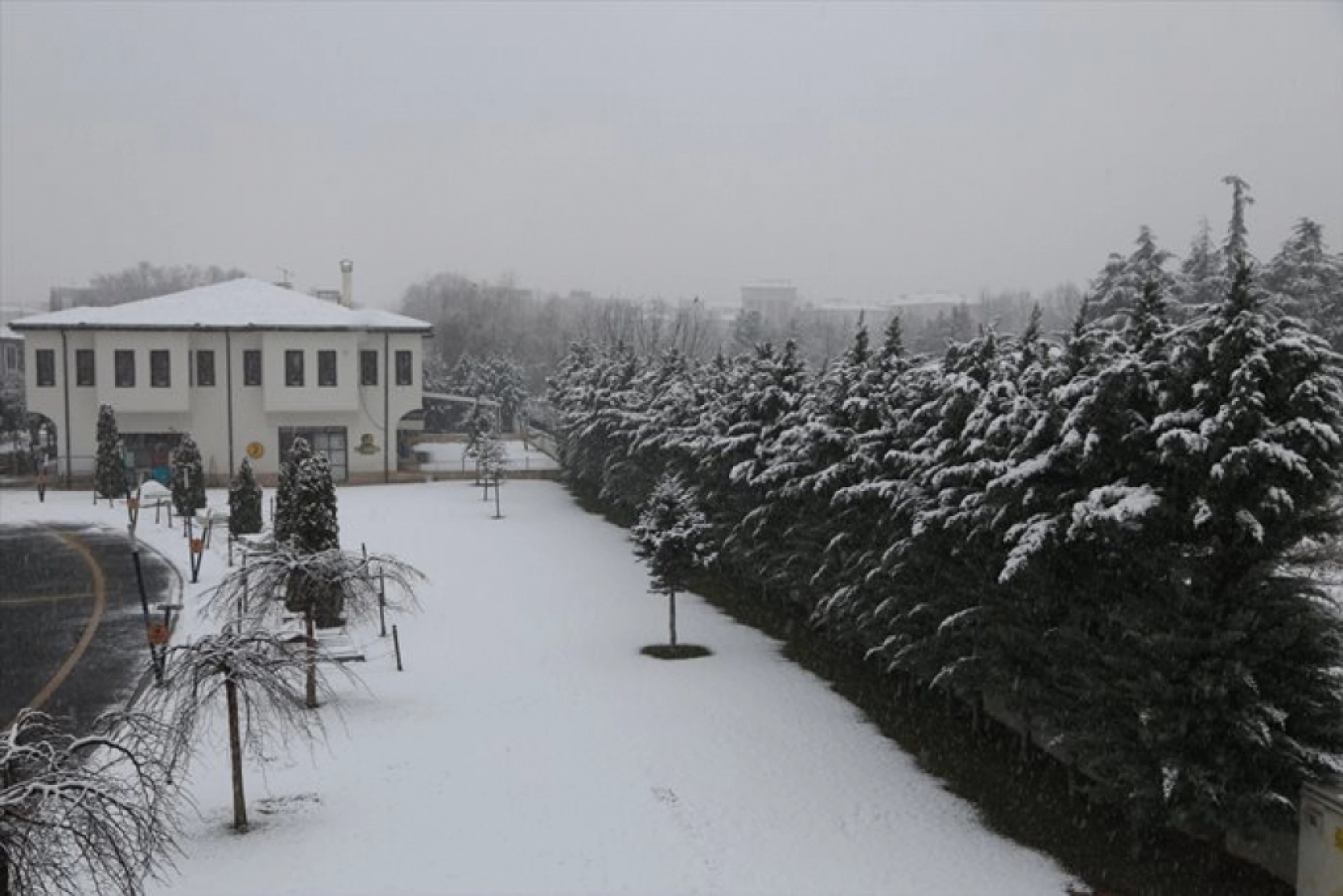 Malatya'da etkili olan kar yağışı nedeliyle Sanat Sokağını karla kapladı.
