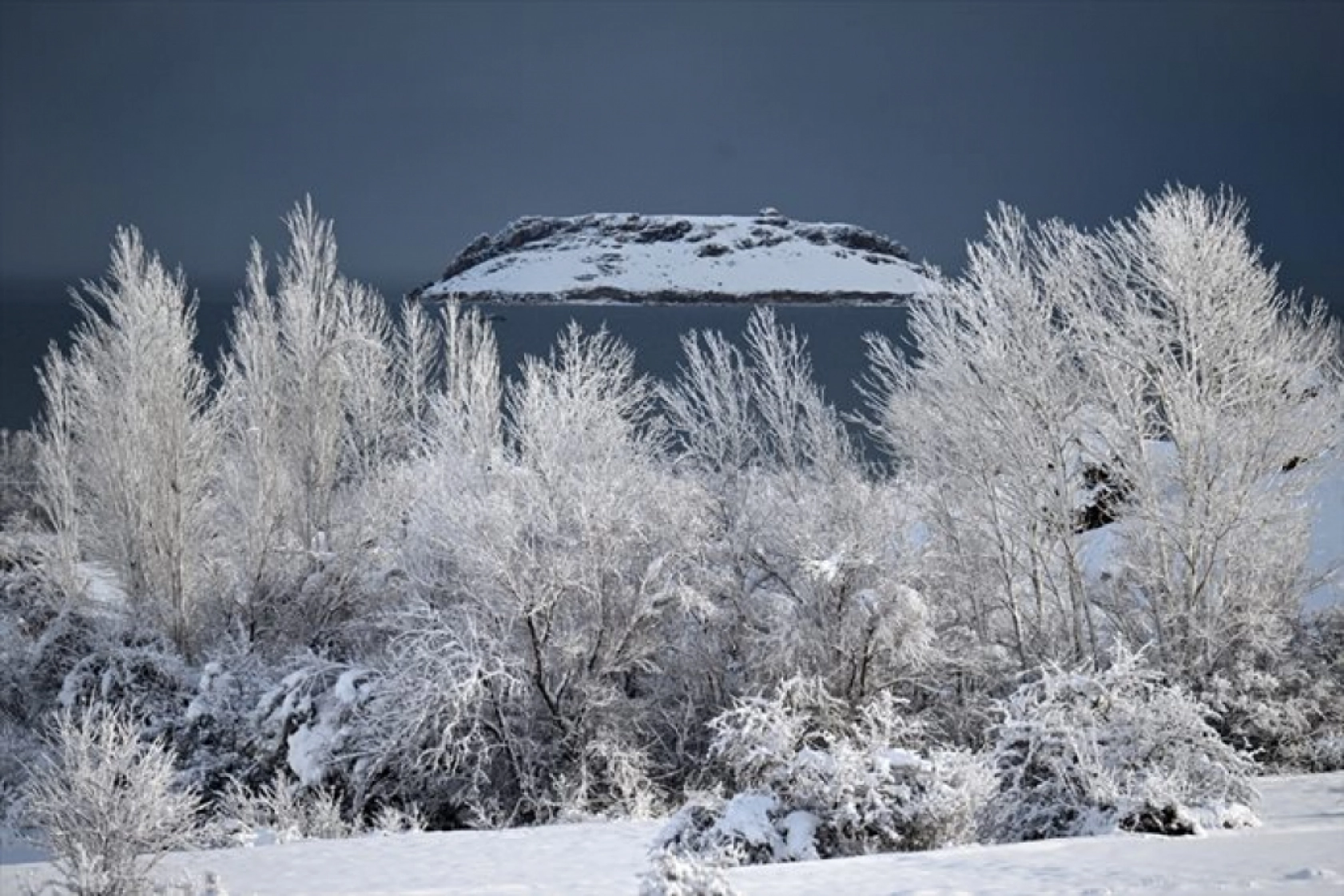 Van'da kar yağışı sonrası güzel görüntü oluştu