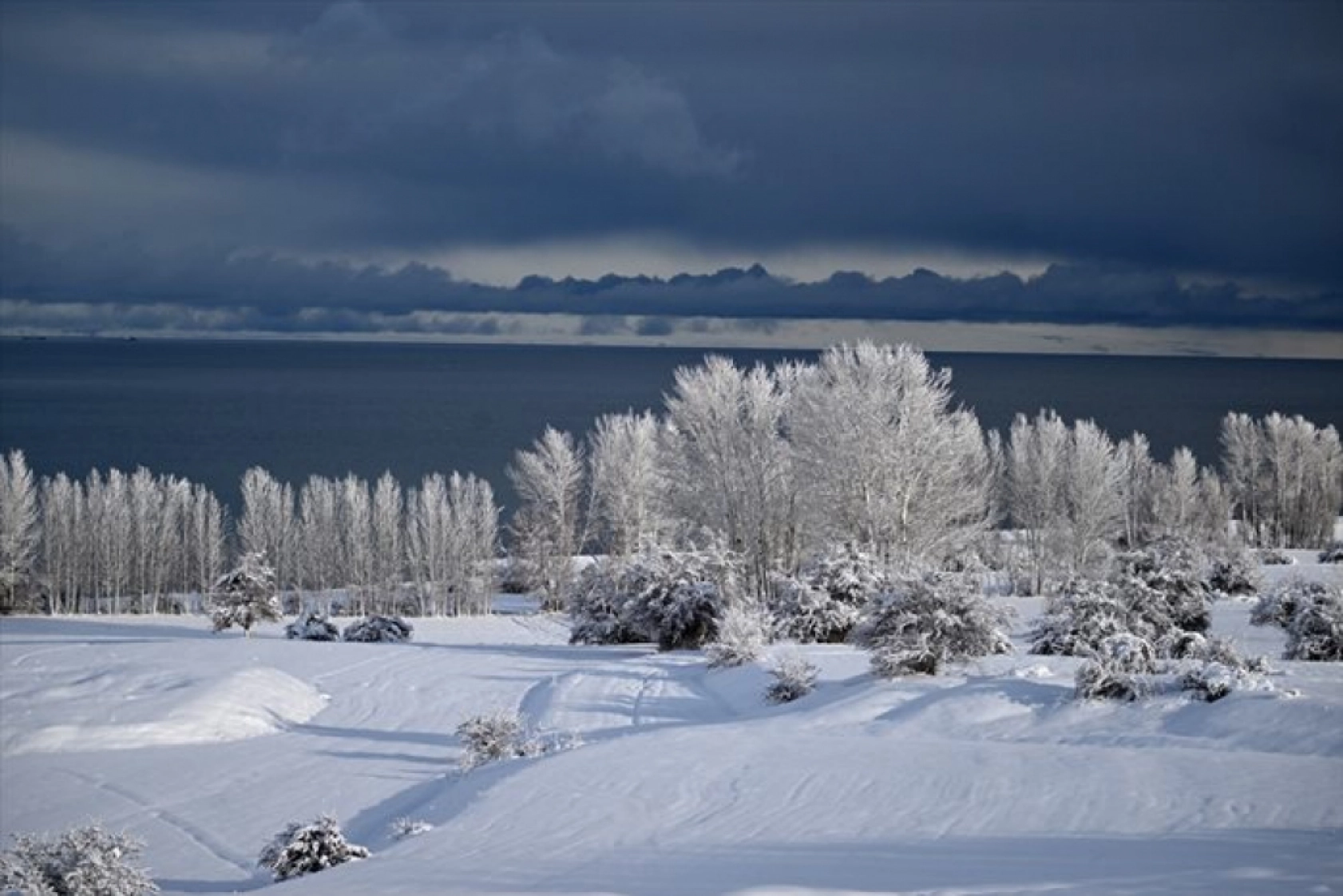Van'da kar yağışı sonrası güzel görüntü oluştu