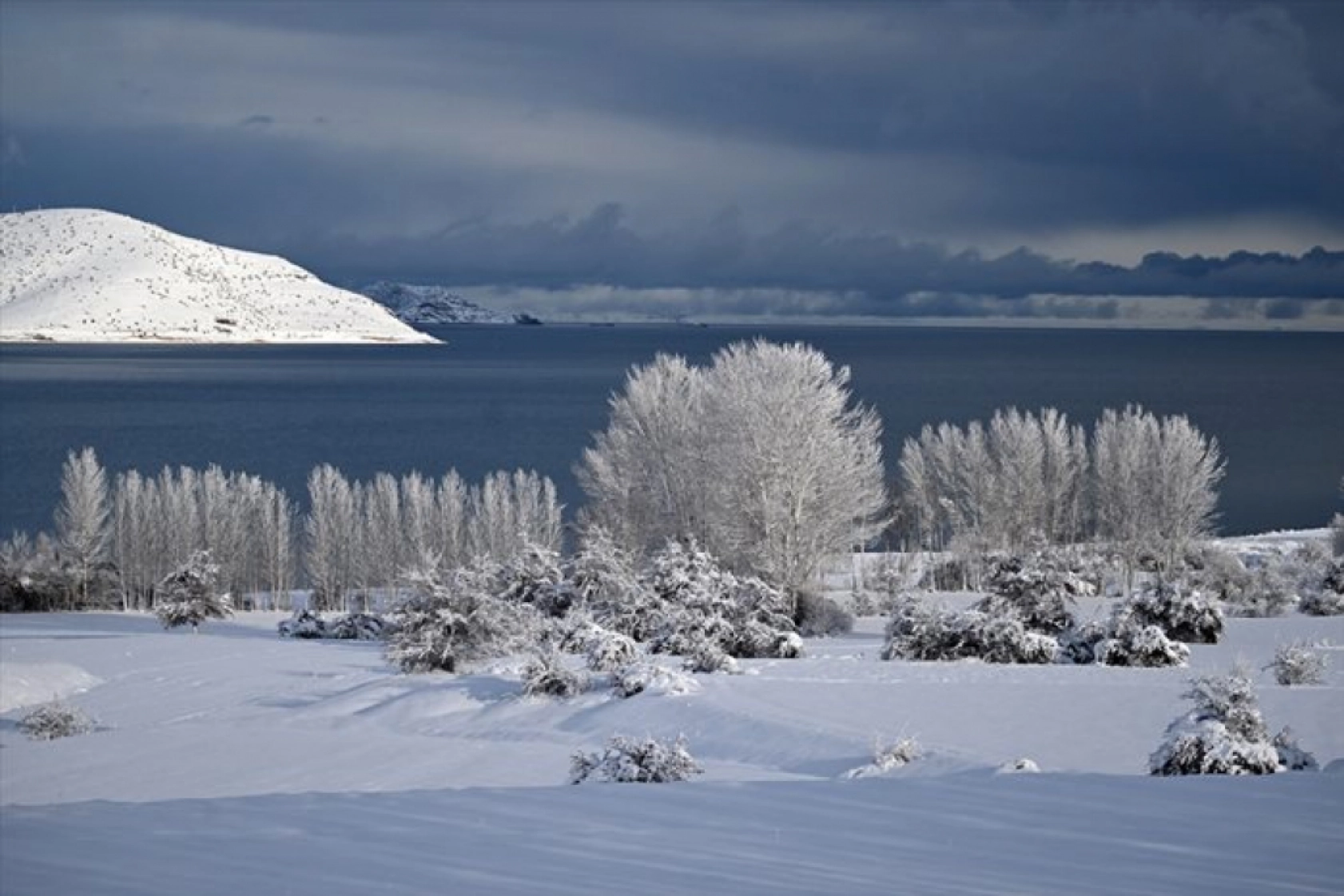 Van'da kar yağışı sonrası güzel görüntü oluştu