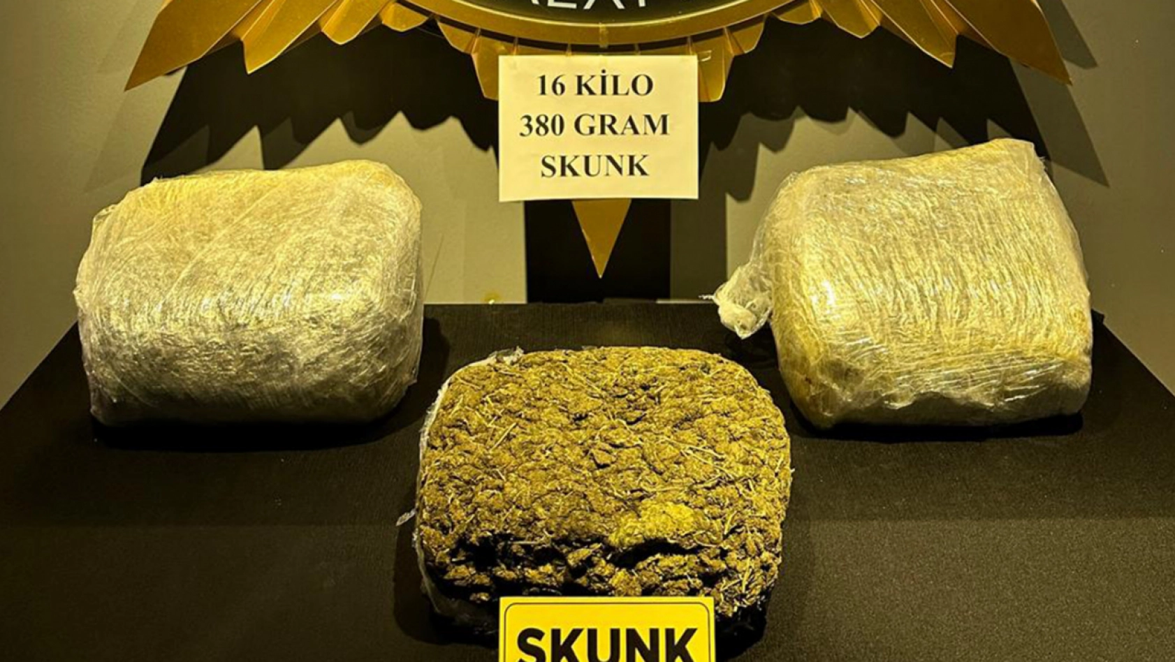 16 kilogram 380 gram skunk ele geçirildi: 3 tutuklama