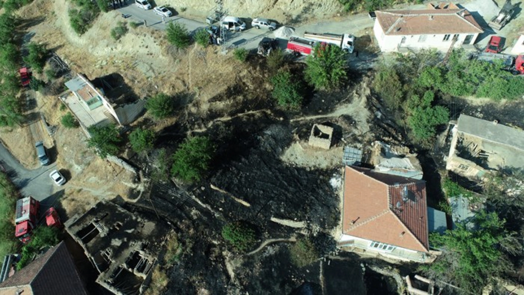 Malatya'da otluk alanda çıkan yangın evlere sıçradı