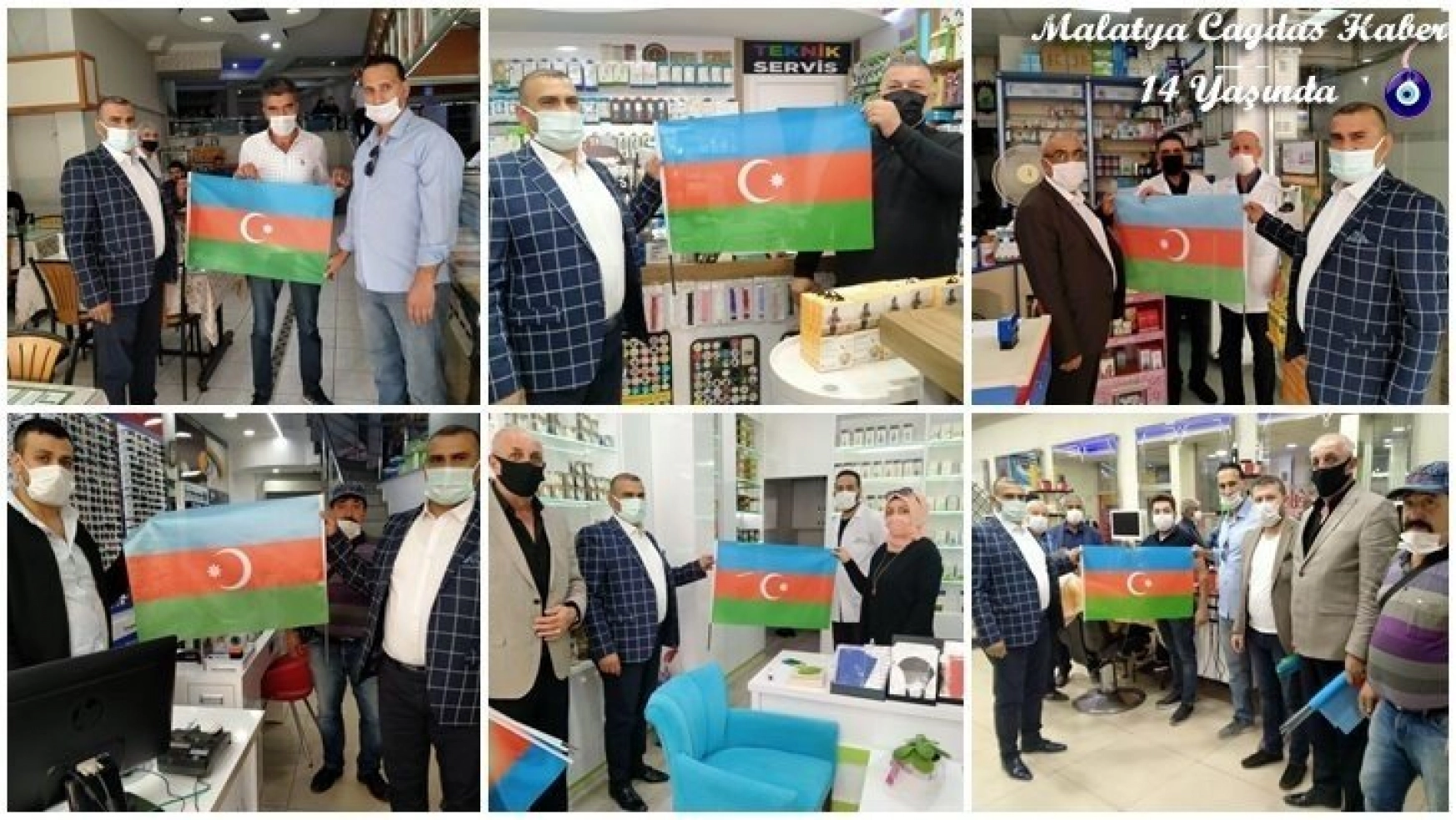 Başkan İlhan Esnaf'a Azerbaycan Bayrağı Dağıttı