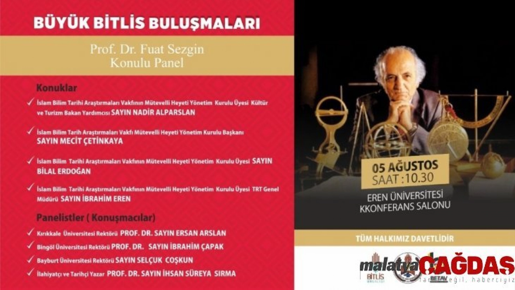 Bitlis'te Prof. Dr. Fuat Sezgin konulu panel düzenlenecek