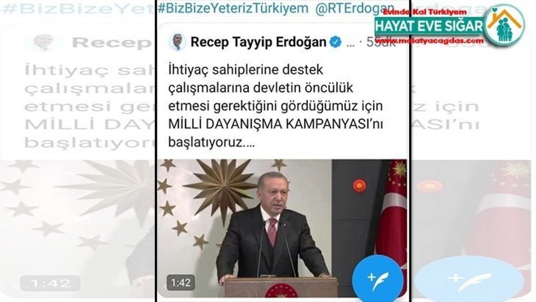 Cumhurbaşkanı Erdoğan'dan 'Biz bize Yeteriz Türkiyem' paylaşımı