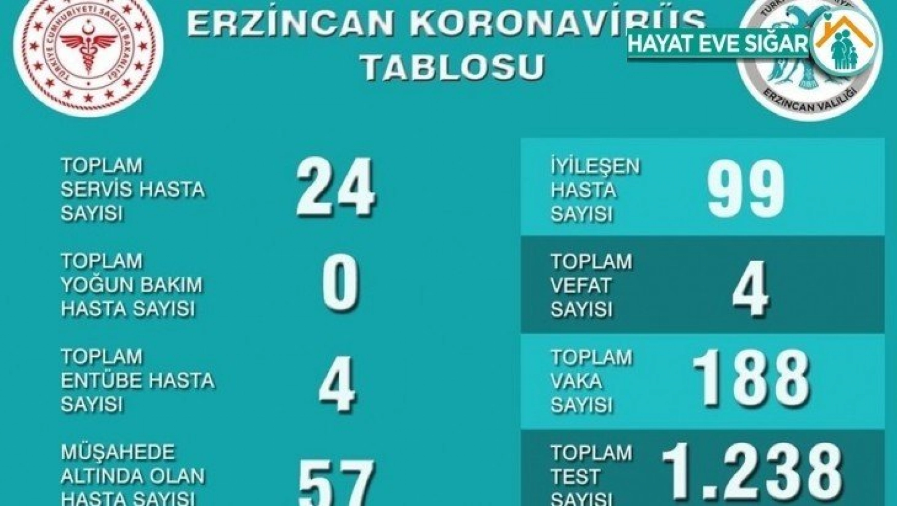 Erzincan'ın korona virüs rakamları açıklandı