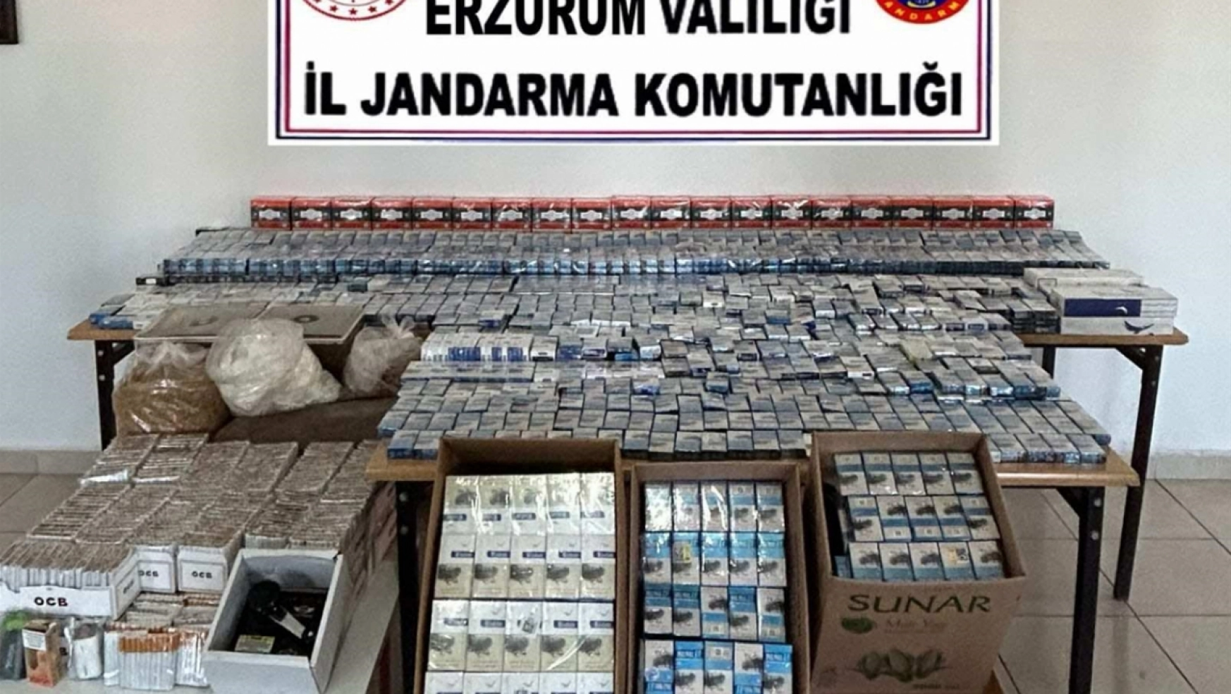 Erzurum'da gümrük kaçağı sigara ve tütün ele geçirildi