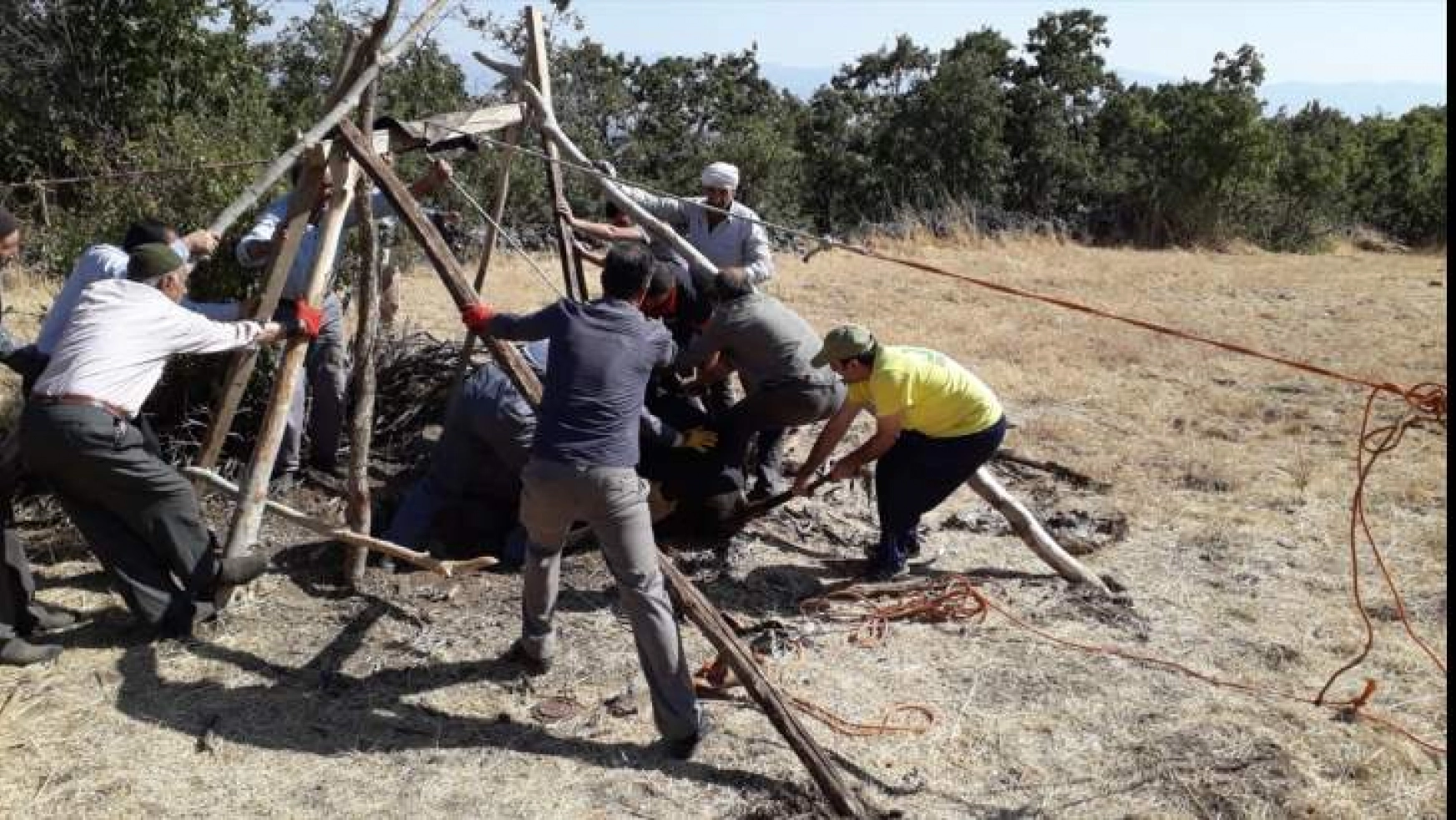 Bingöl'de kuyuya düşen inek kurtarıldı