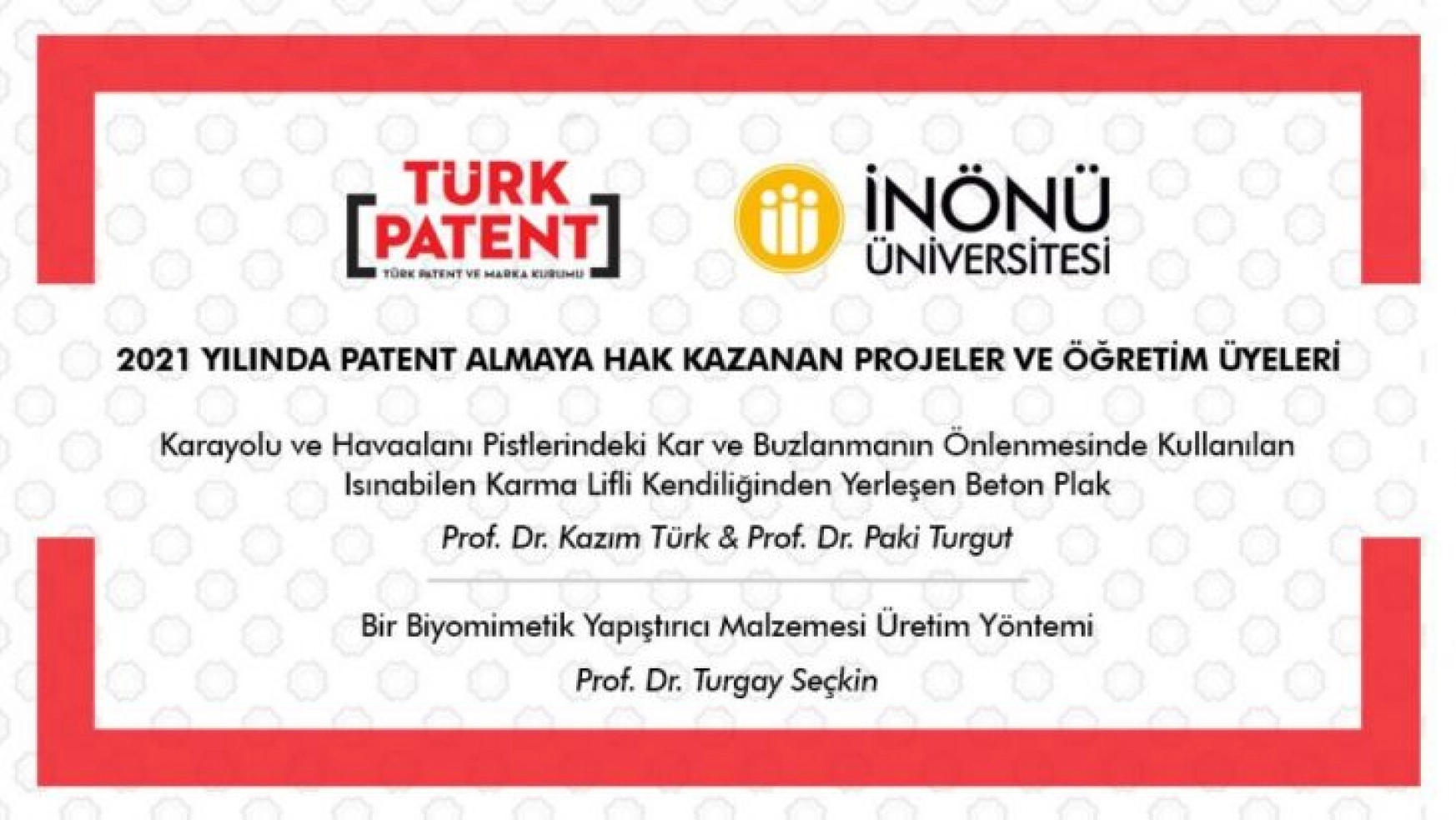 İnönü Üniversitesi'nde 2 proje patent aldı