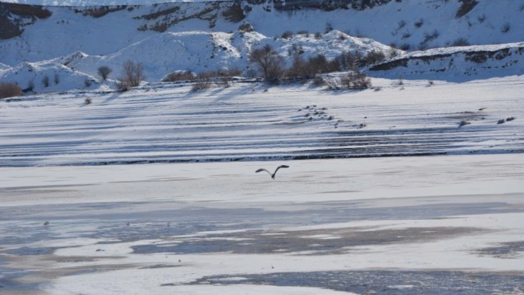 Kılıçkaya baraj gölü kısmen buz tuttu