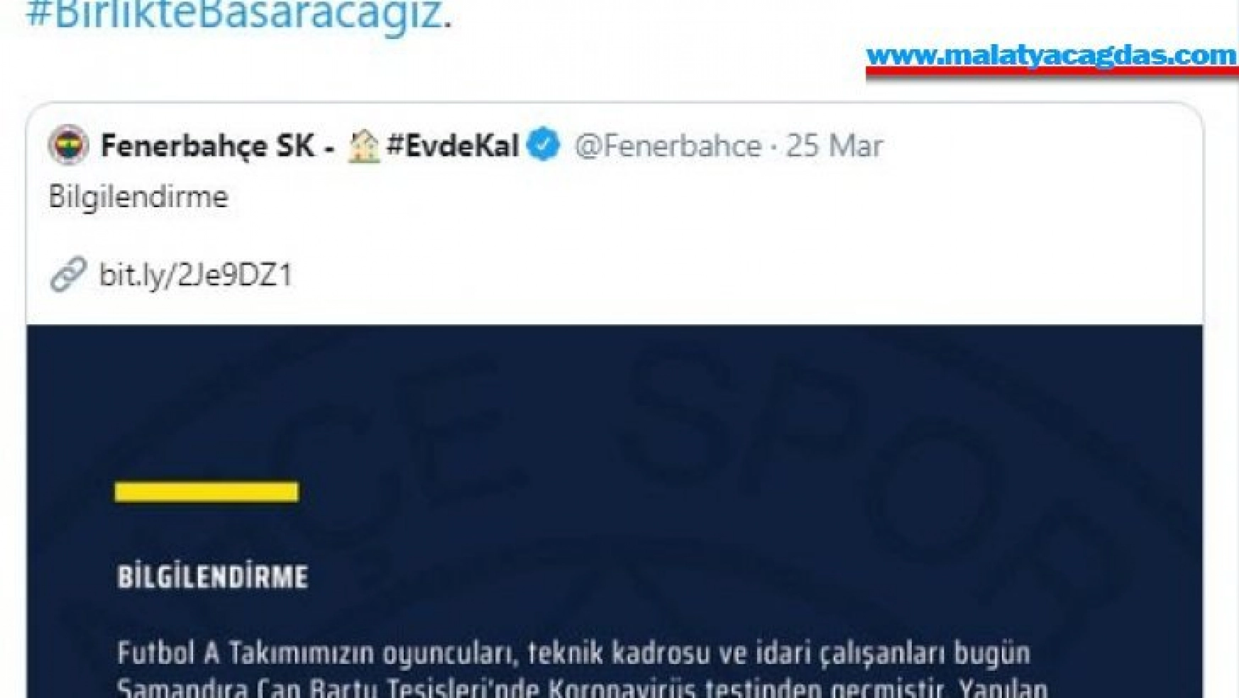 Sivasspor'dan Fenerbahçe'ye geçmiş olsun mesajı