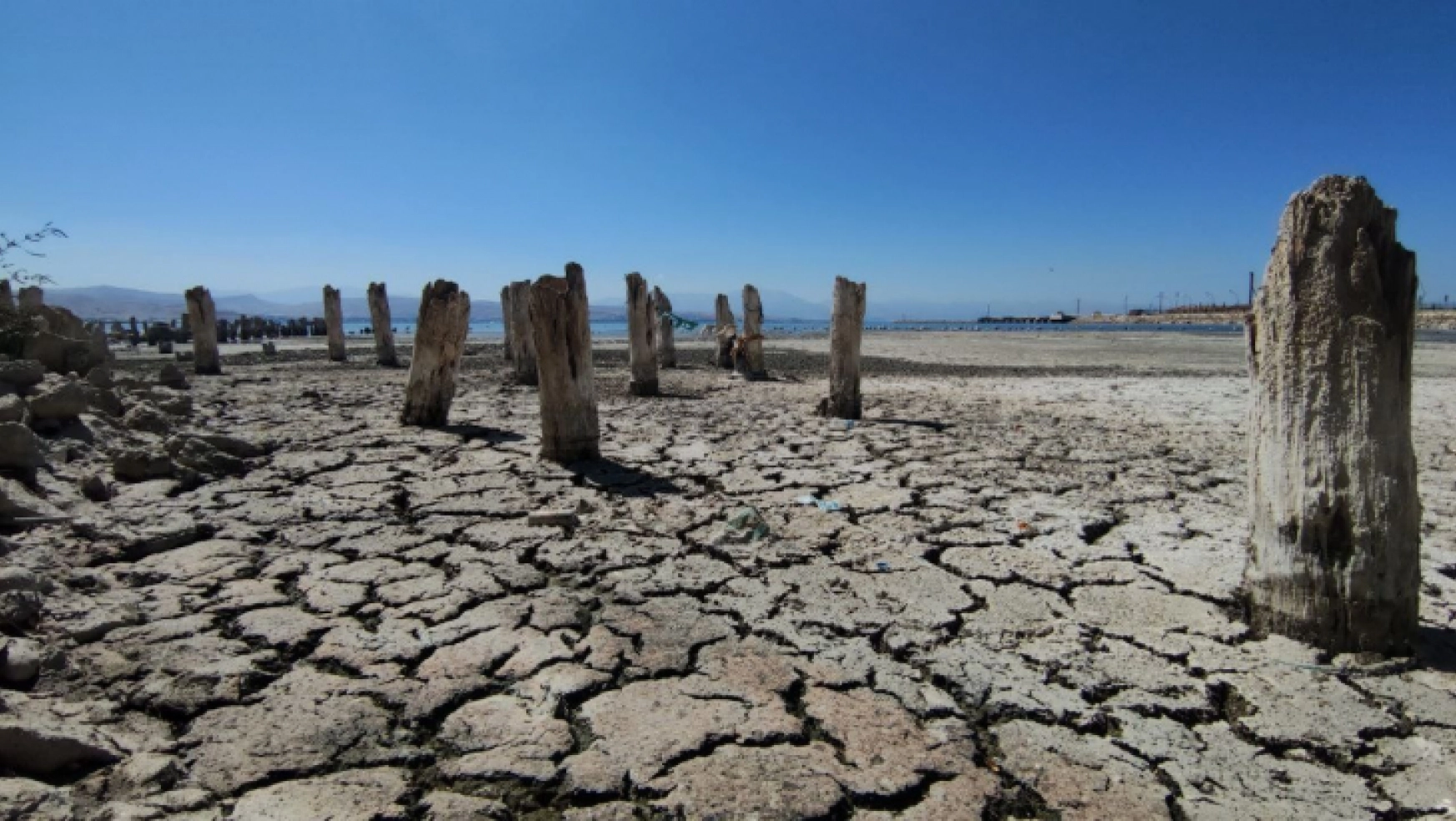 Van Gölü'nde büyük su kaybı: 100 yıllık iskele tamamen ortaya çıktı