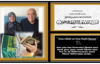 Prof. Dr. Ali YAKICI Hocamızın Annesi Vefat Etti