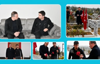 Başkan Karademir'den depremde ailesini kaybeden Ömer Gürbüz'e moral ziyareti