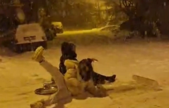 Darende'de kar yağışıyla gelen eğlence