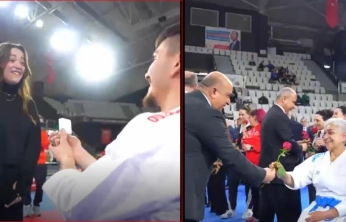 Şampiyonluk ve aşk bir arada: Berkay Uslu'dan tatamide unutulmaz evlilik teklifi