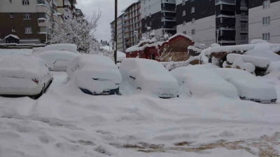 Bitlis'te arabalar ve tek katlı evler kara gömüldü