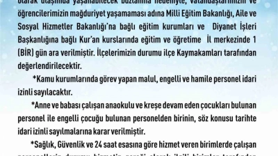 Elazığ'da eğitim-öğretime 1 gün ara verildi