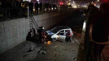 Kontrolden çıkan otomobil sulama kanalına düştü: 1 yaralı