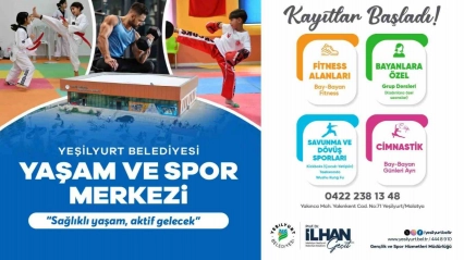 Yeşilyurt Belediyesi Yaşam ve Spor Merkezi'nde kayıtlar başladı