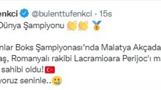 Dünya Şampiyonu Akbaş'a tebrik yağmuru