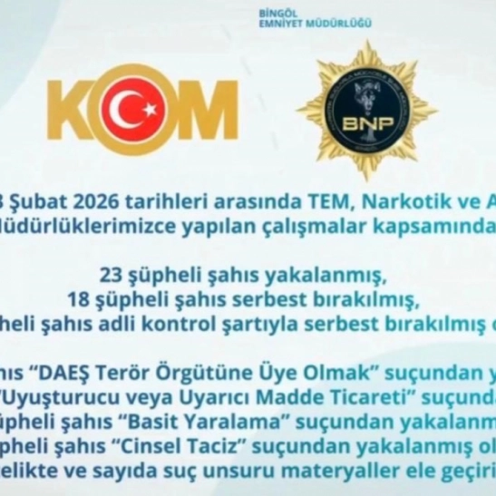 Bingöl'de 47 şüpheli yakalandı