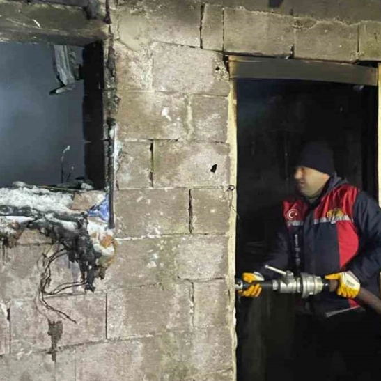 Çaldıran'da odunluk yangını