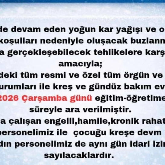 Karlıova'da eğitime 1 gün ara