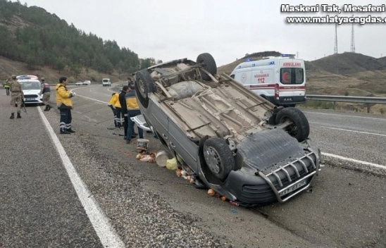 Hafif ticari araç şarampole devrildi
