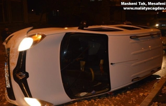 Kontrolden çıkan araç takla attı 1 yaralı