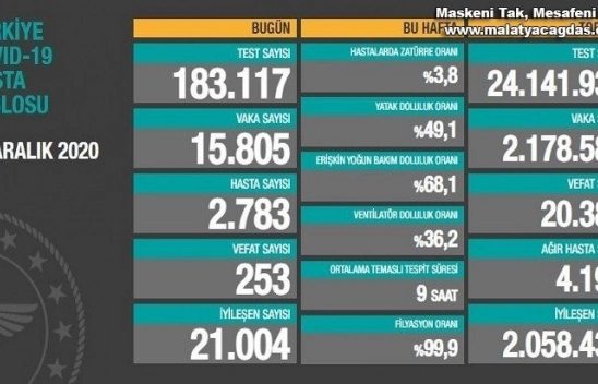 Son 24 saatte korona virüsten 253 kişi hayatını kaybetti