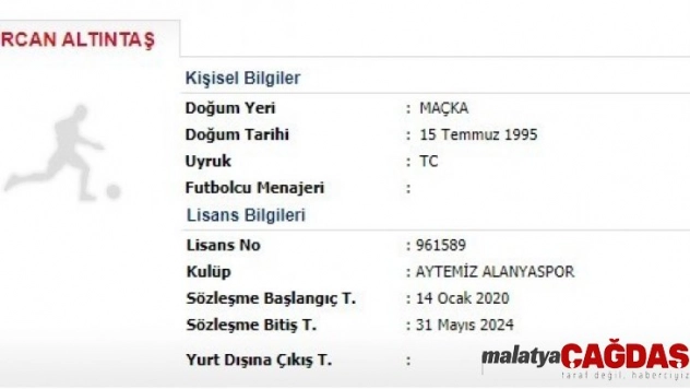 Alanyaspor, Ümraniyespor'dan kadrosuna kattığı Emircan Altıntaş'ın lisansını çıkardı.