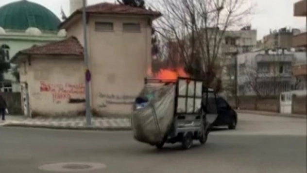 Atık toplayıcısı yanmaktan son anda kurtuldu