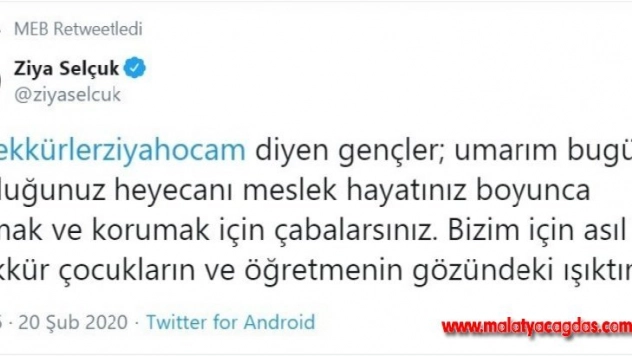 Bakan Selçuk: 'Bizim için asıl teşekkür çocukların ve öğretmenlerin güzündeki ışıktır'
