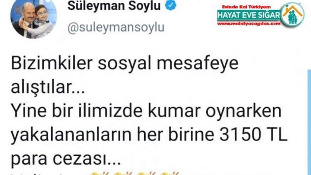Bakan Soylu'nun paylaştığı o ilde 11 kişiye 34 bin 650 TL ceza kesildi