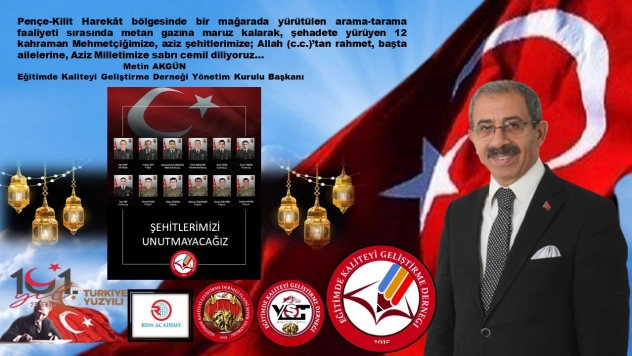 Başkan Akgün'den 12 Kahraman Şehit Mehmetçiklerimiz İçin Başsağlığı Açıklaması