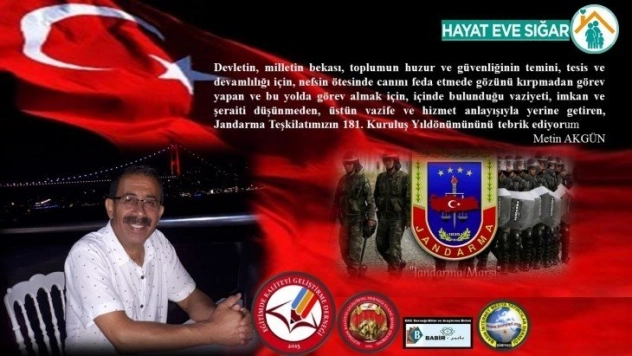 Başkan Akgün'den Jandarmanın 181'inci Kuruluş Yıl Dönümü Mesajı