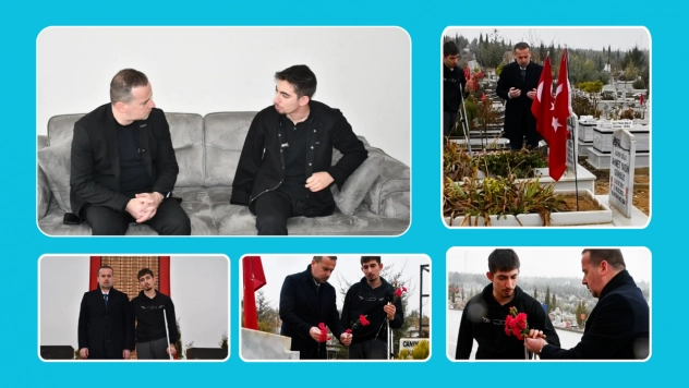 Başkan Karademir'den depremde ailesini kaybeden Ömer Gürbüz'e moral ziyareti