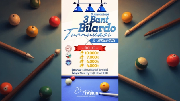 Battalgazi Belediyesi'nden 3. Arslantepe 3 Bant Bilardo Turnuvası