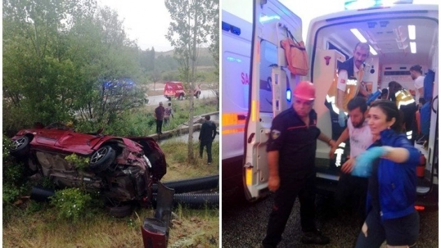 Bayram tatiline giden işçiler kaza yaptı: 5 yaralı