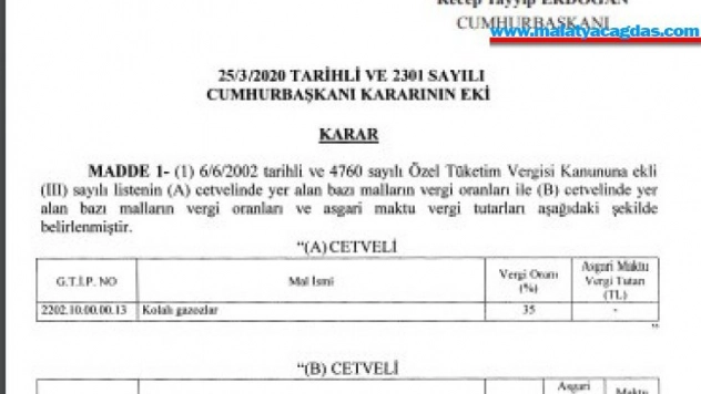 Bazı tütün ürünleri ve kolalı gazozlardaki ÖTV oranları yeniden belirlendi