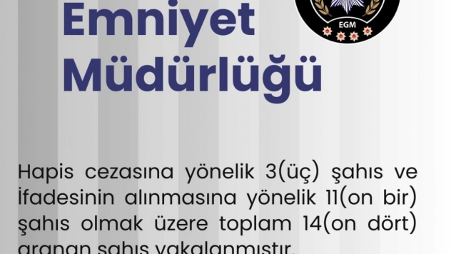 Bingöl'de 14 aranan şahıs yakalandı
