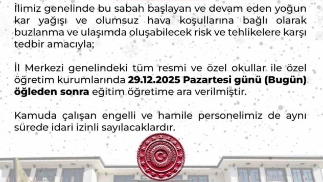 Bingöl'de eğitime 1 gün ara verildi