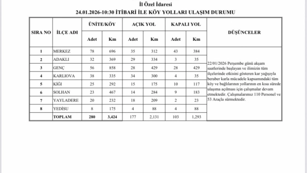 Bingöl'de karla mücadele sürüyor: 177 köy yolu ulaşıma açıldı