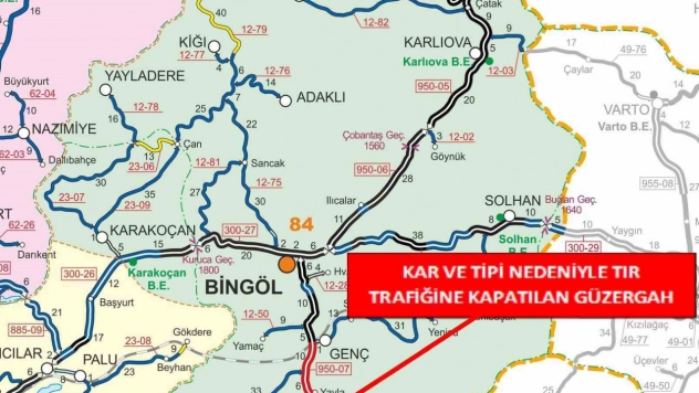 Bingöl-Diyarbakır karayolu tır trafiğine kapandı