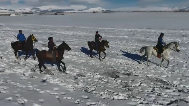 Cirit atlarının kar üstünde dansı